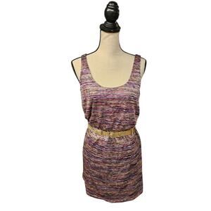 Candies Vtg Tank Dress Sz L Dainty Y2K 90s Textured Braided Gold Belt Fairy